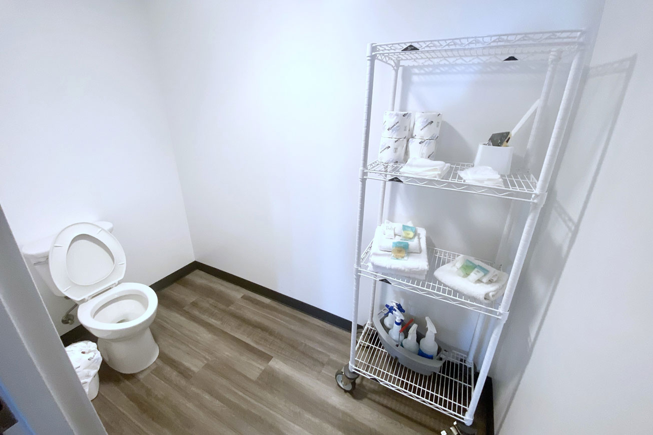 Apartment bathroom and storage