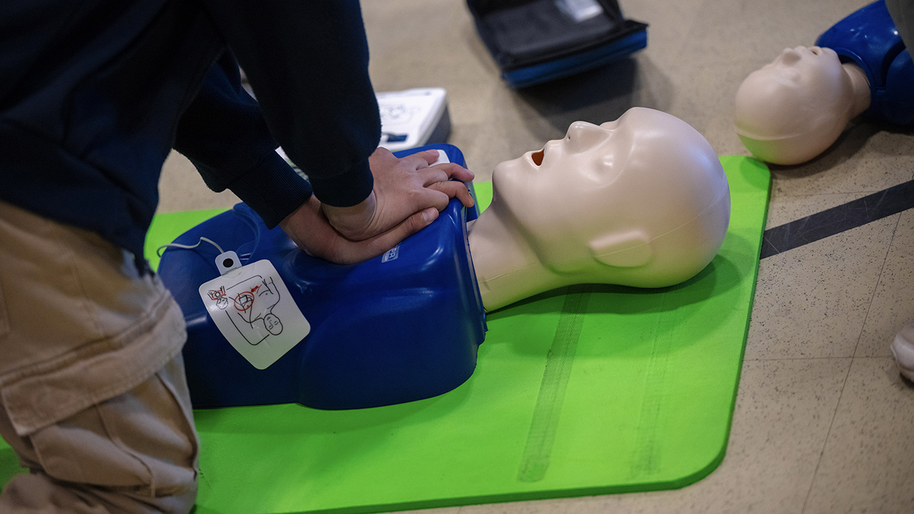 CPR demo on mannequin
